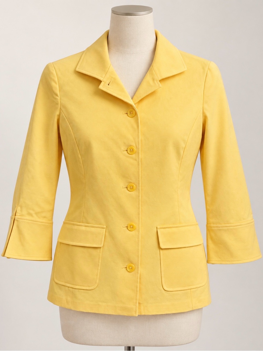 Women's Yellow Tailored Notch Collar Jacket size 2